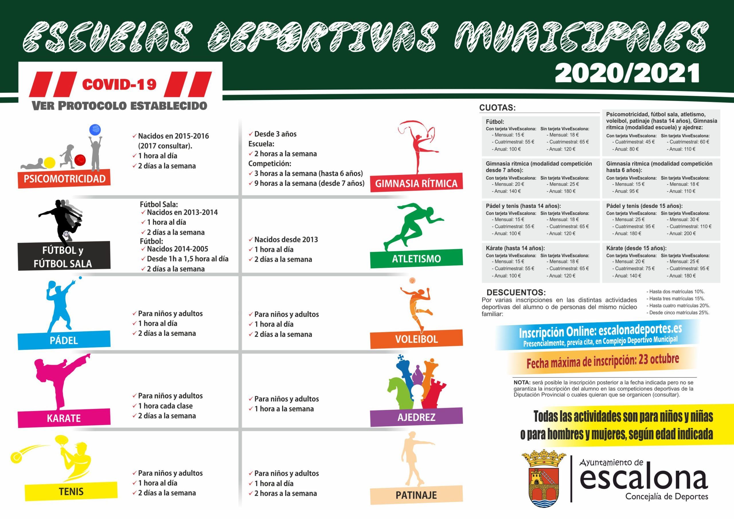 Escuelas Deportivas Municipales 2020 - 2021 - Concejalía de Deportes del Ayuntamiento de Escalona