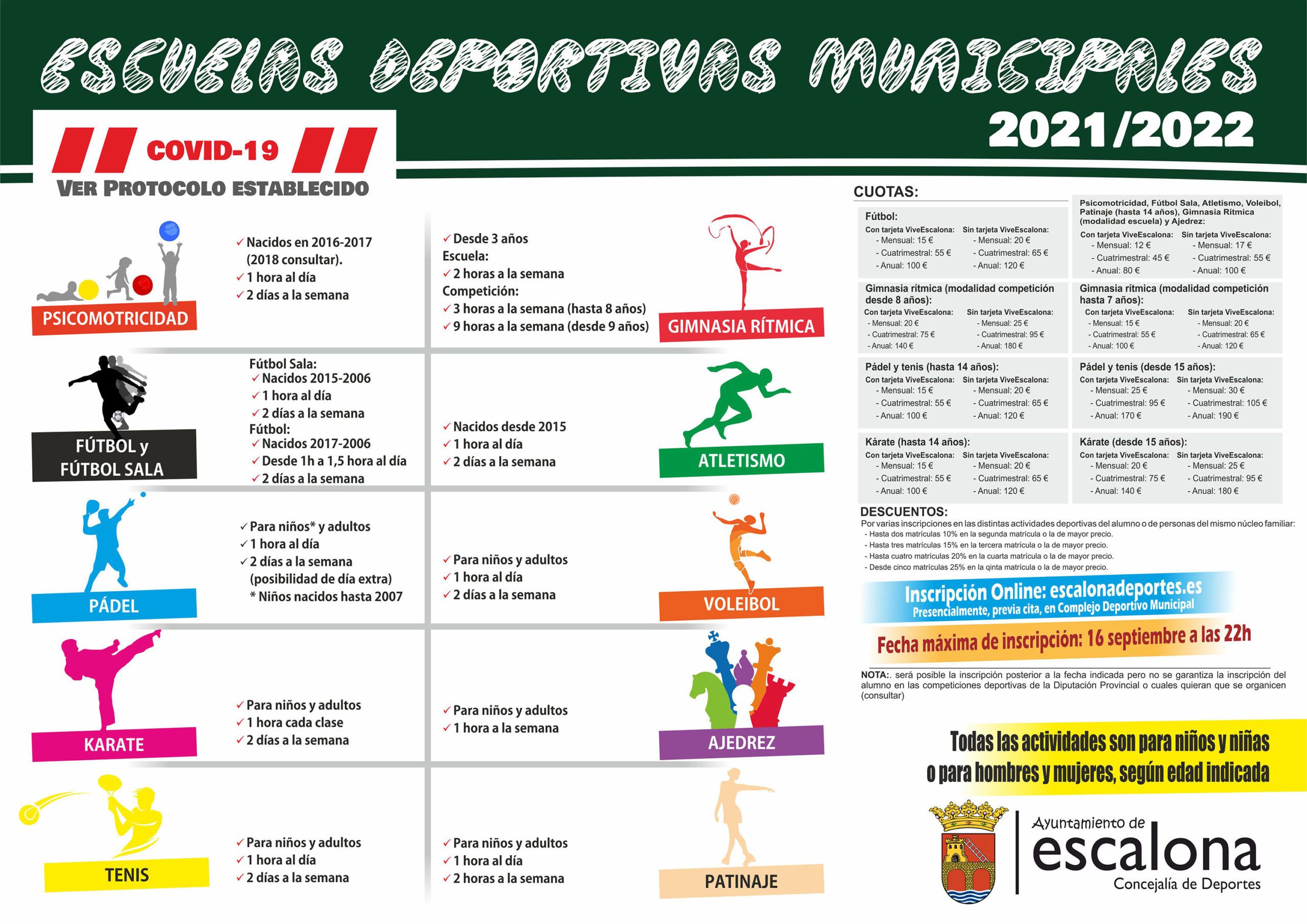 Escuelas Deportivas Municipales 2021 - 2022 - Concejalía de Deportes del Ayuntamiento de Escalona